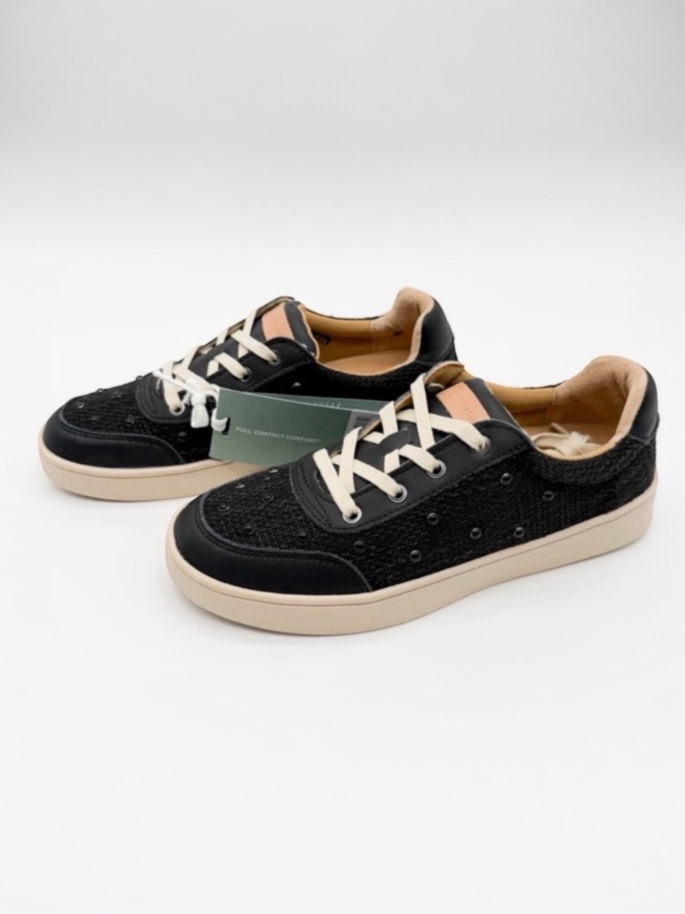 Revitalign Belmont Pearl Orthotic Lace Up Comfort Sneakers Black 7.5 Wide NEW